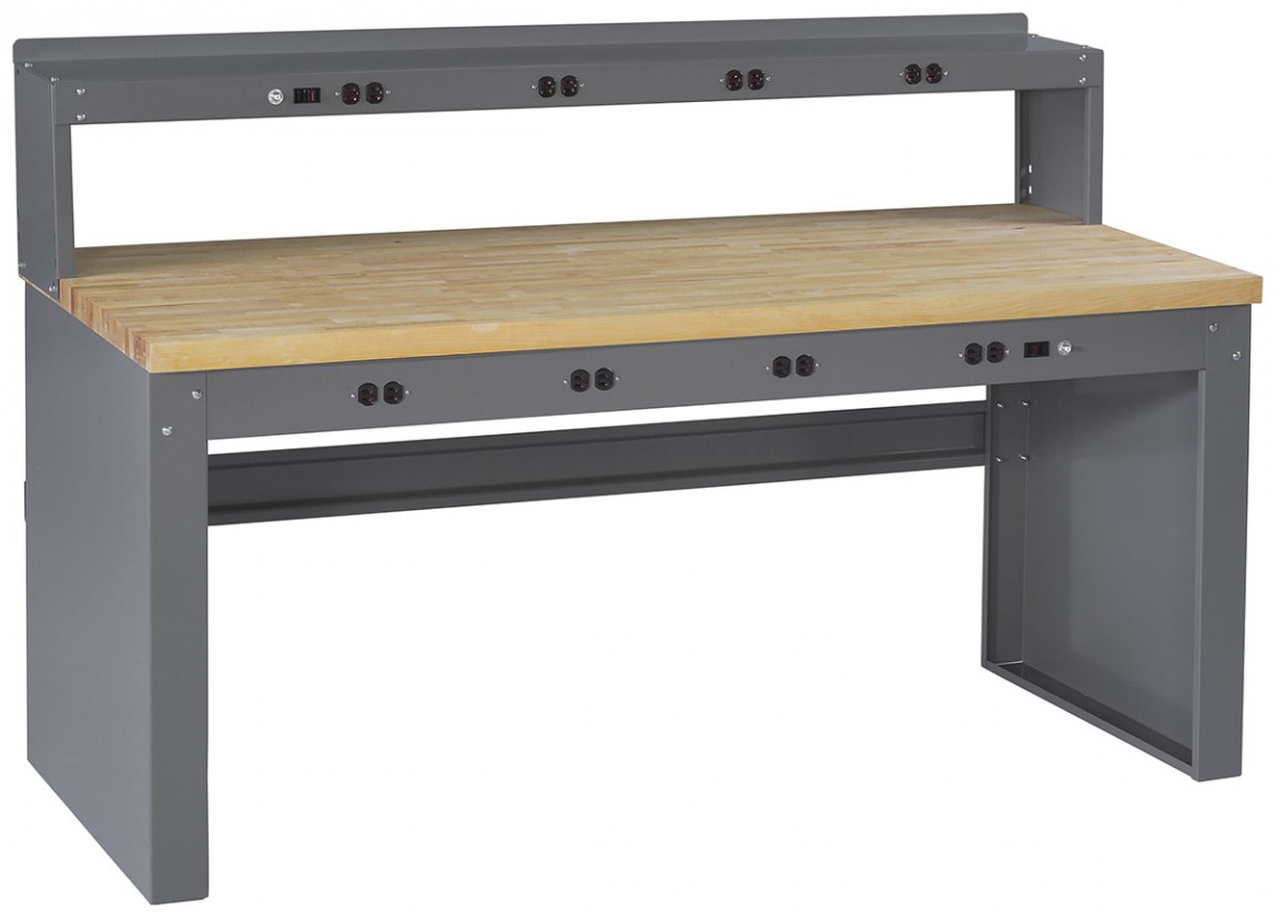 Wood Electronic Workbench with Riser | Shop Equipment by Tennsco