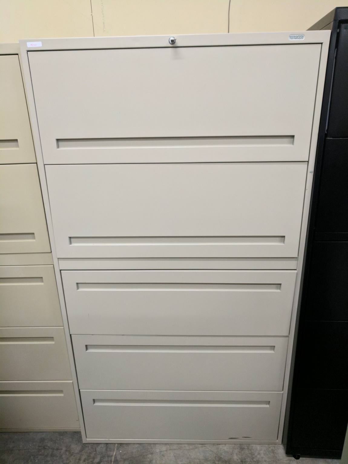 Teknion 5 Drawer Putty Lateral File Cabinet – 36 Inch Wide