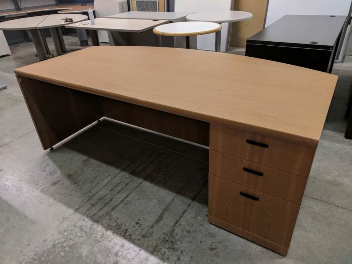 Gianni Laminate Bow Front Desk With Drawers