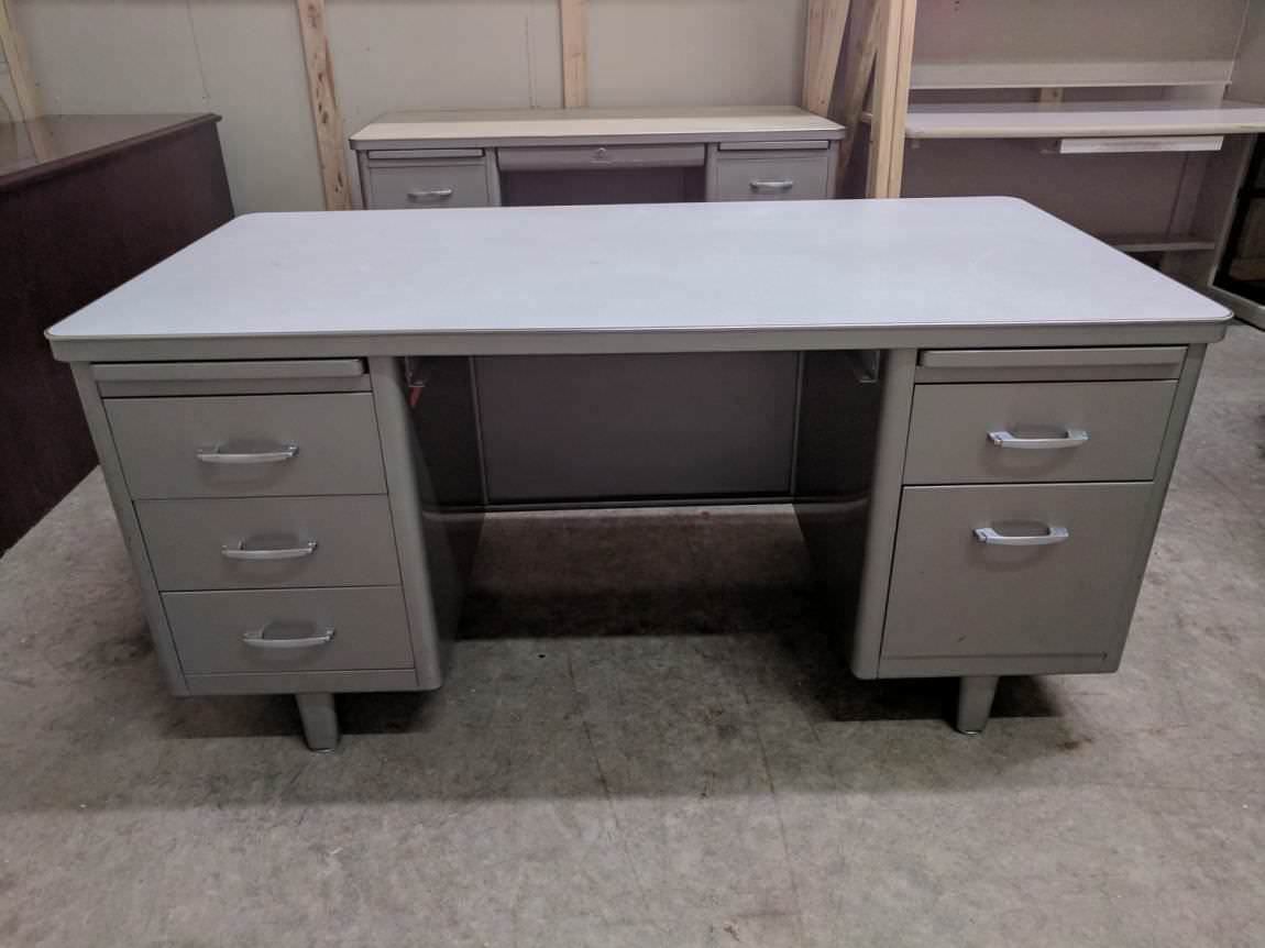 Invincible Metal Desk With Off White Top
