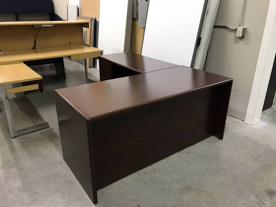 L Shape HON Mahogany Desk
