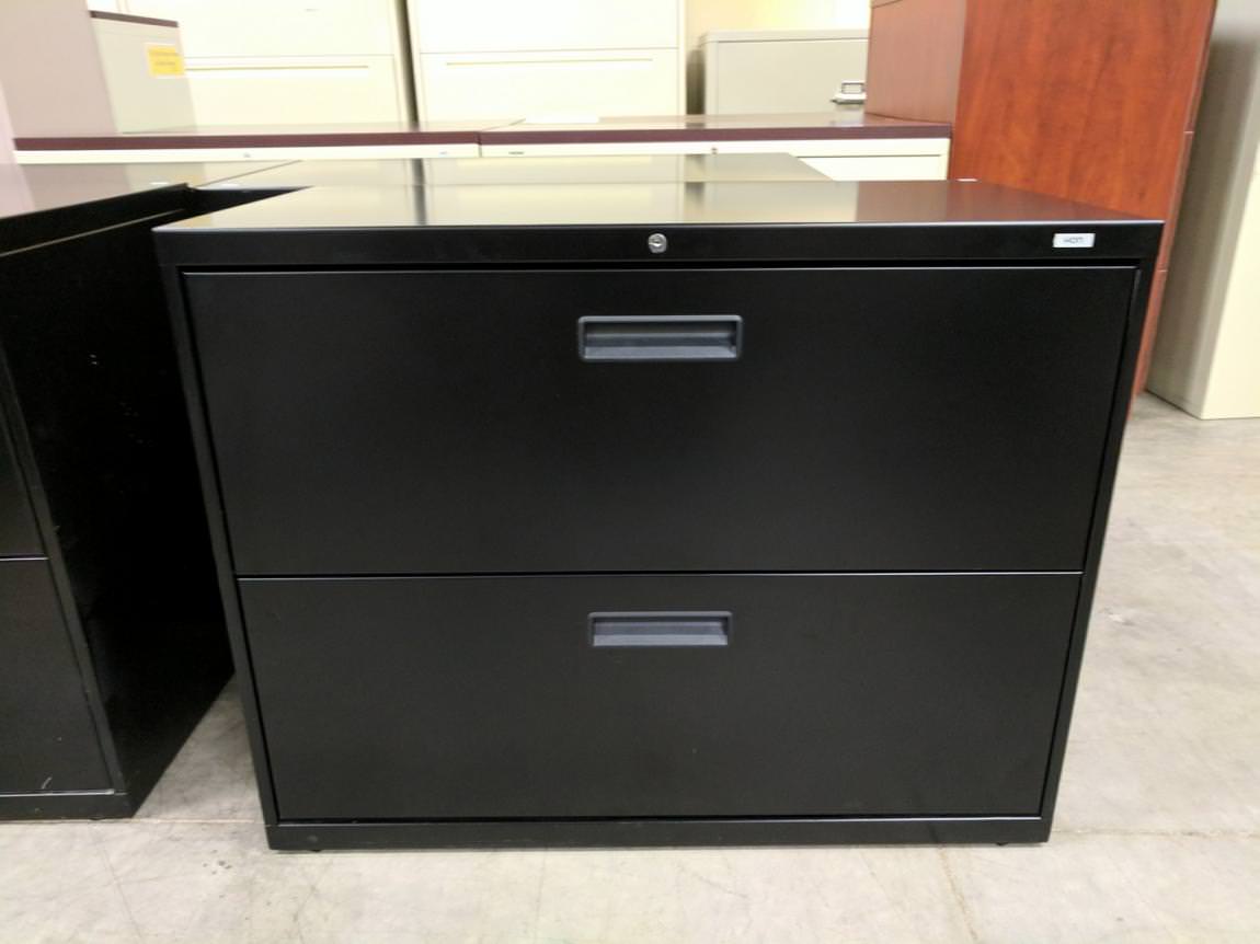 Black 2 Drawer Hon Lateral File Cabinet