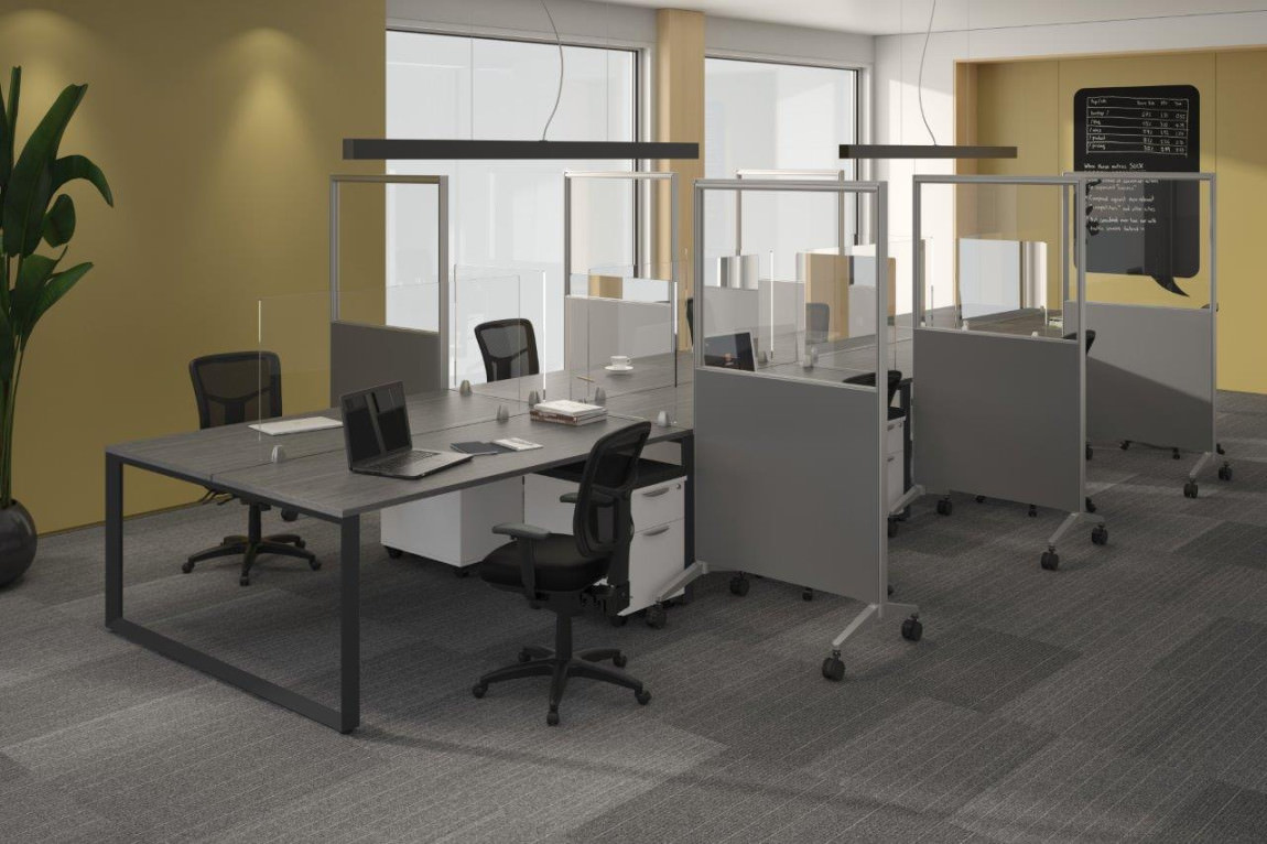 8 Person Workstation With Privacy Panels
