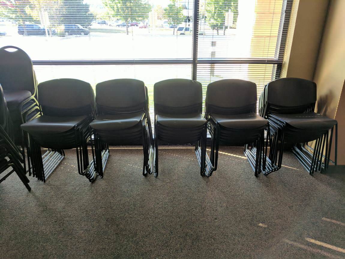 Black Plastic Stacking Guest Chairs