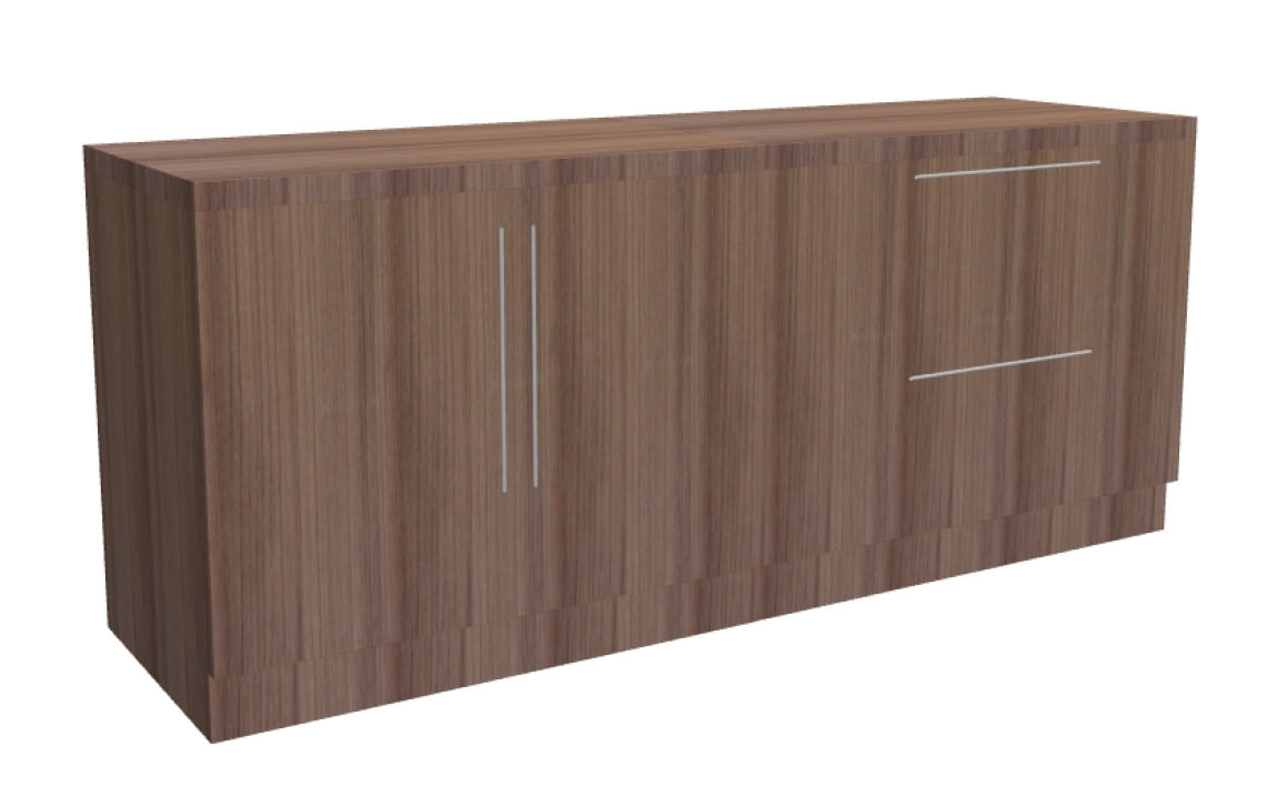 Modern Walnut Office Storage Serving Credenza Cabinet 71 x 20 x 36 :  S649 - Status by Express Office Furniture