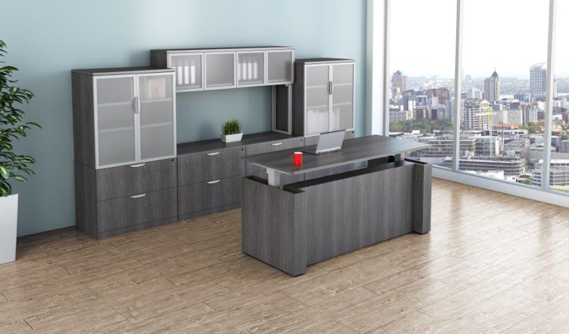Height Adjustable Executive Desk With Storage