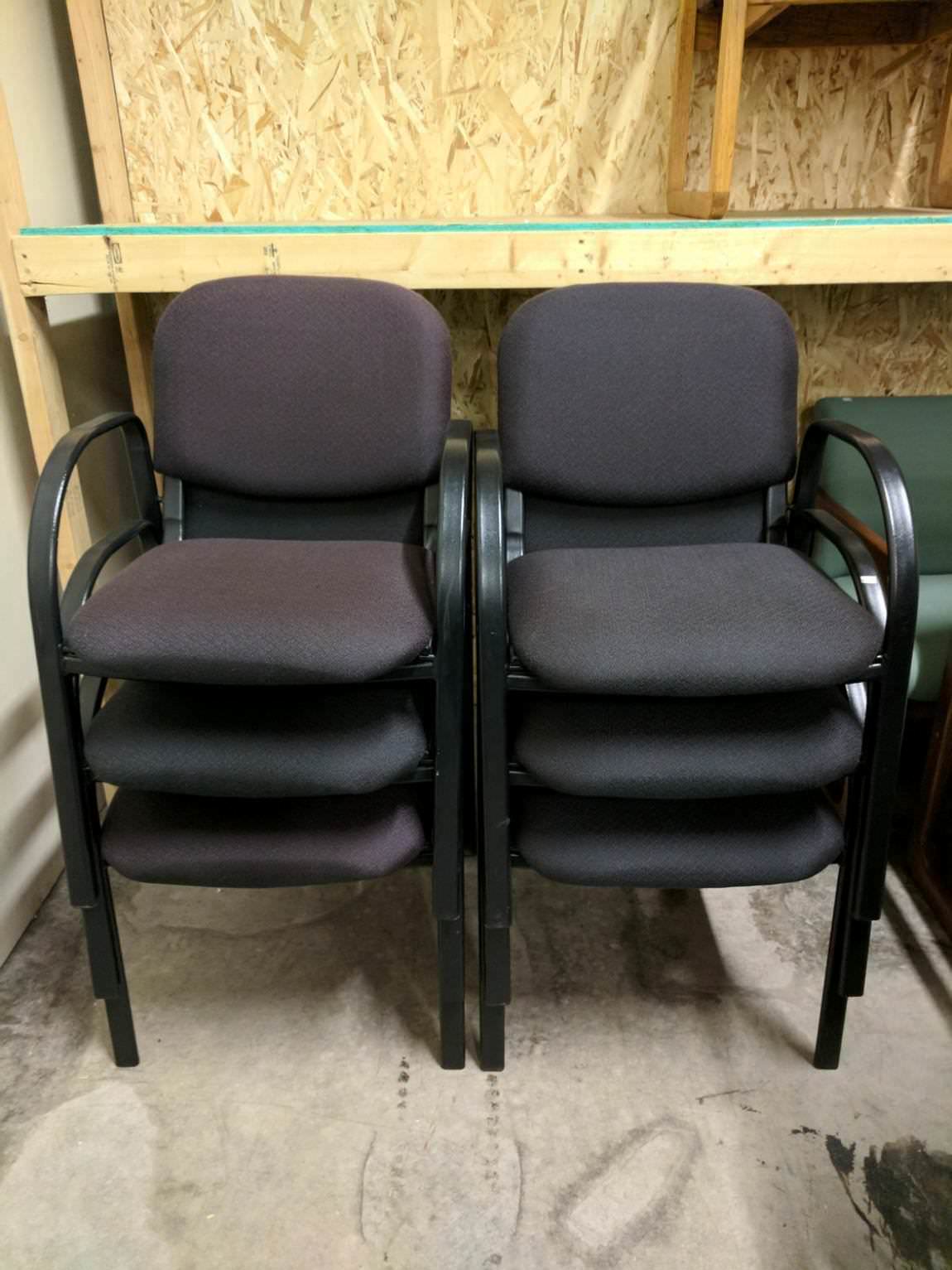 Storlie Black Fabric Stacking Guest Chairs With Arms