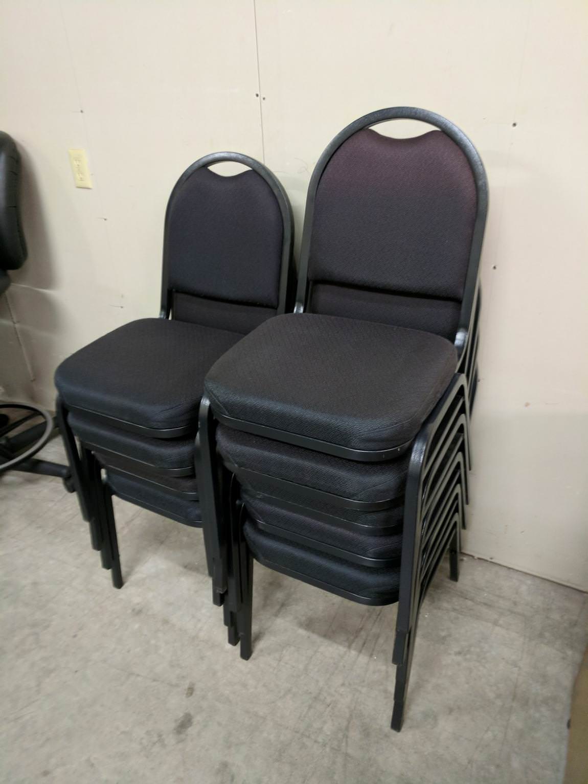Storlie Black Fabric Stacking Guest Chairs
