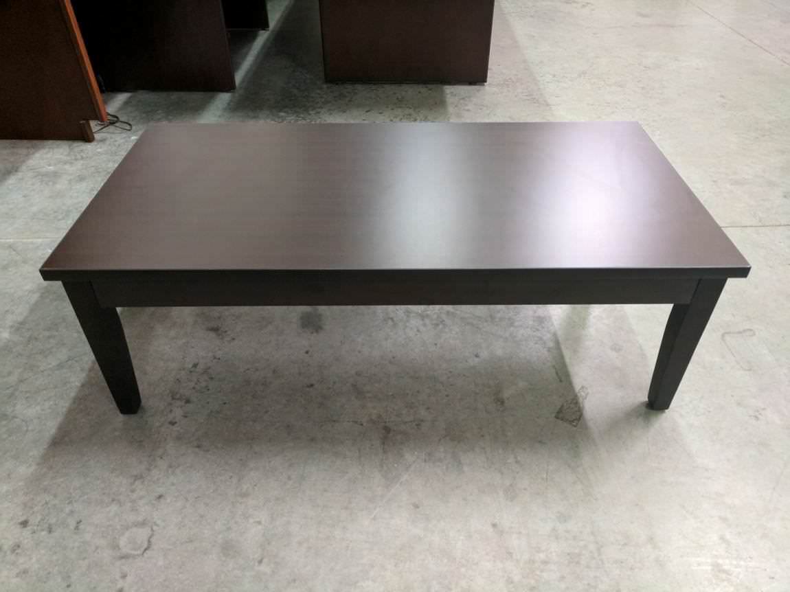 Espresso Laminate Top Coffee Table With Solid Wood Base