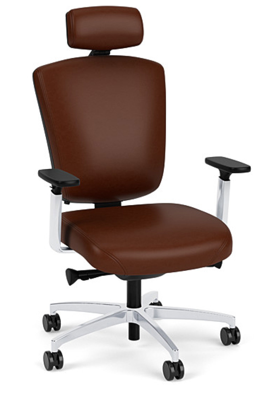 Brown Leather Heavy Duty Office Chair with Headrest