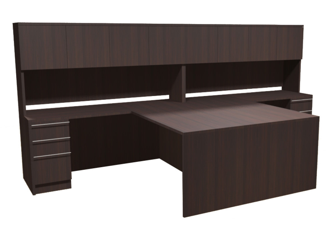 T shaped Two Person Desk With Hutch