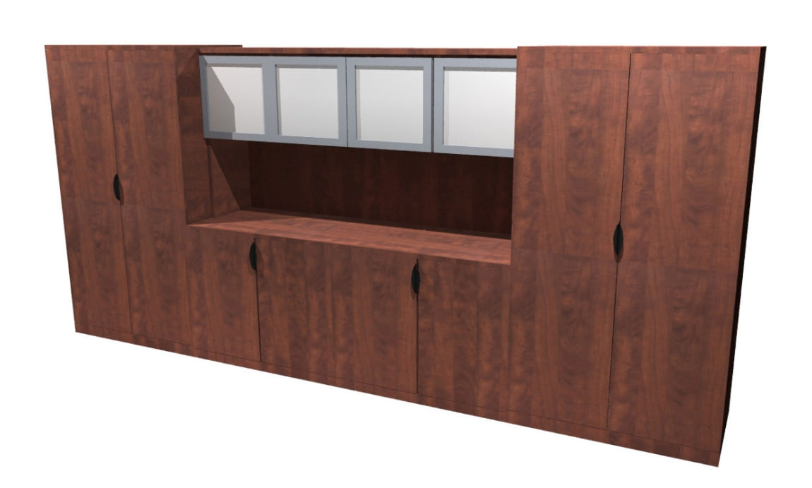 Credenza with Hutch and Storage Cabinets