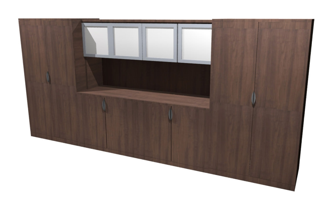 Credenza with Hutch and Storage Cabinets