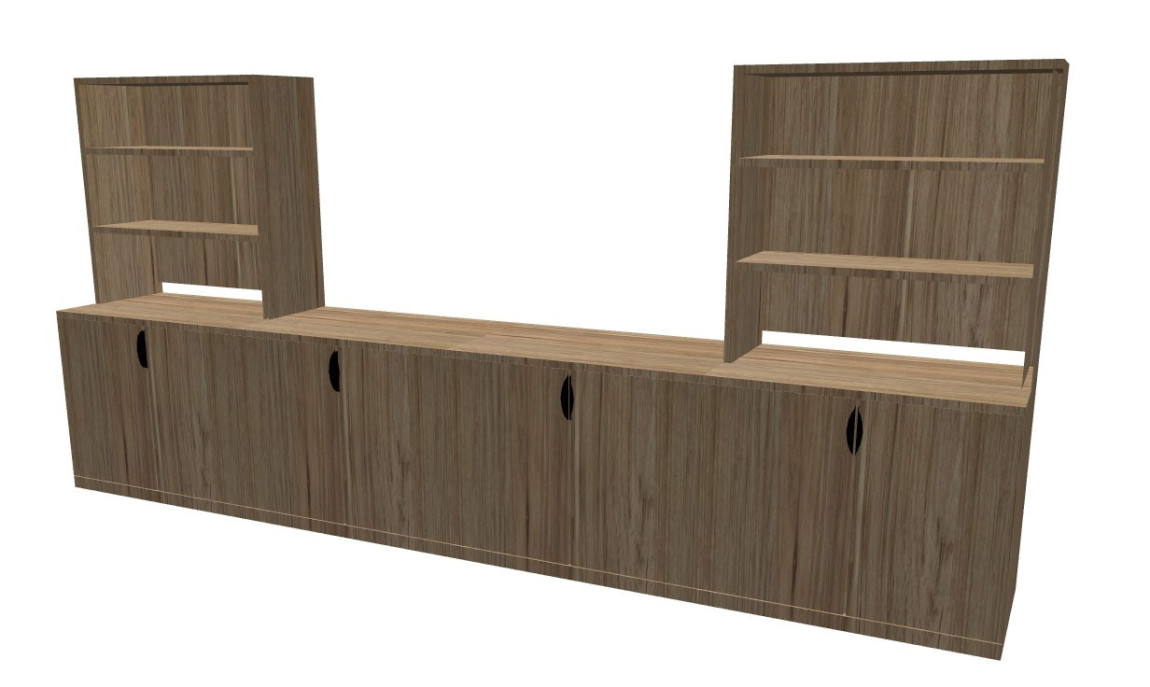 Long Credenza with Open Hutch Storage