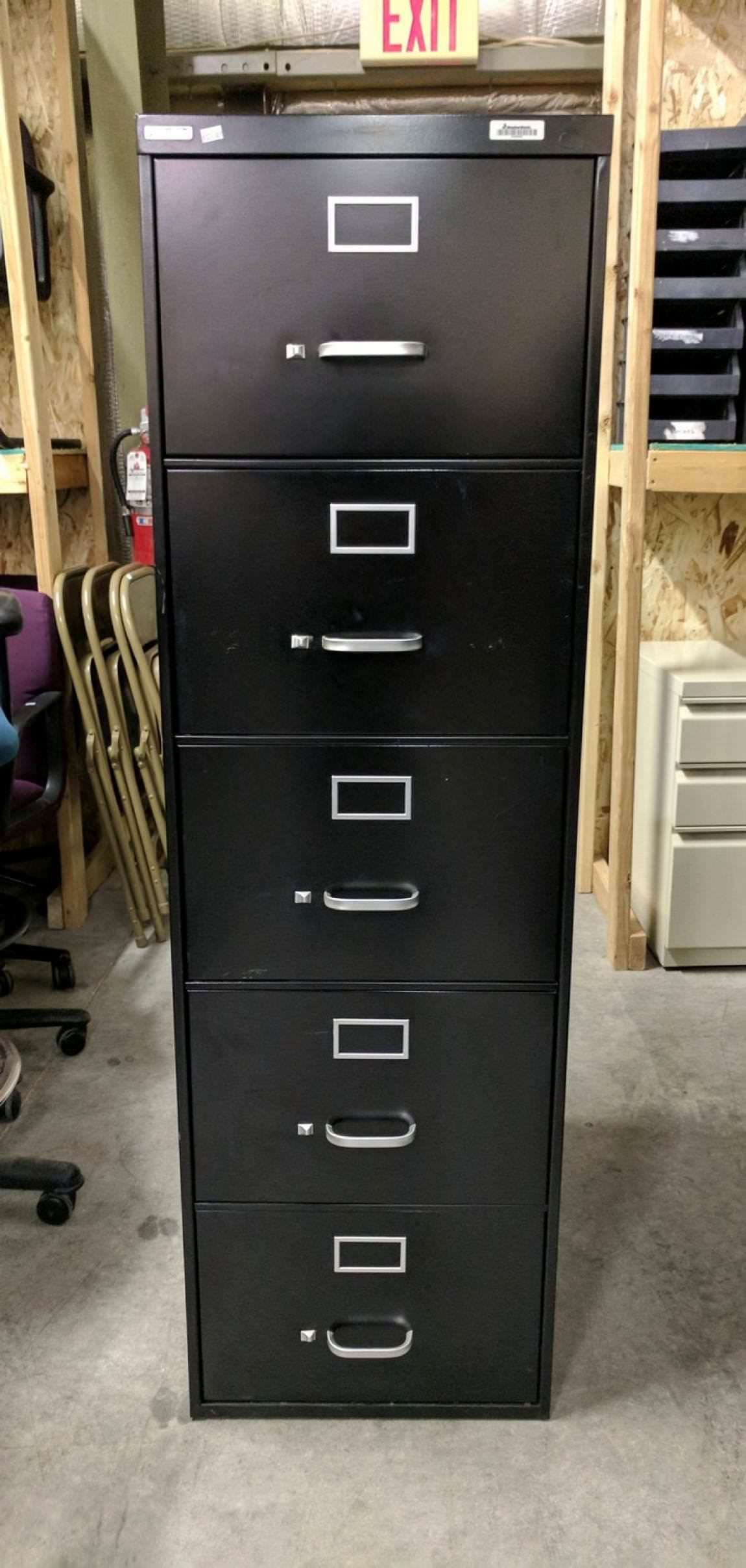 Black Steelcase 5 Drawer Vertical Legal File Cabinet Steelcase