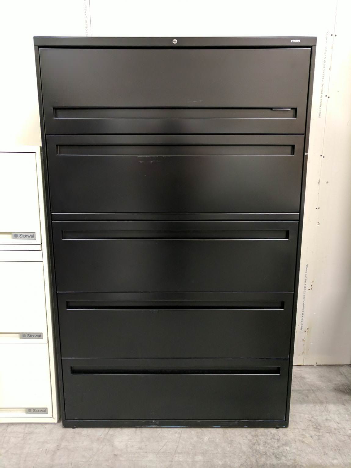 Hon 5 Drawer Black Lateral File Cabinet – 42 Inch Wide