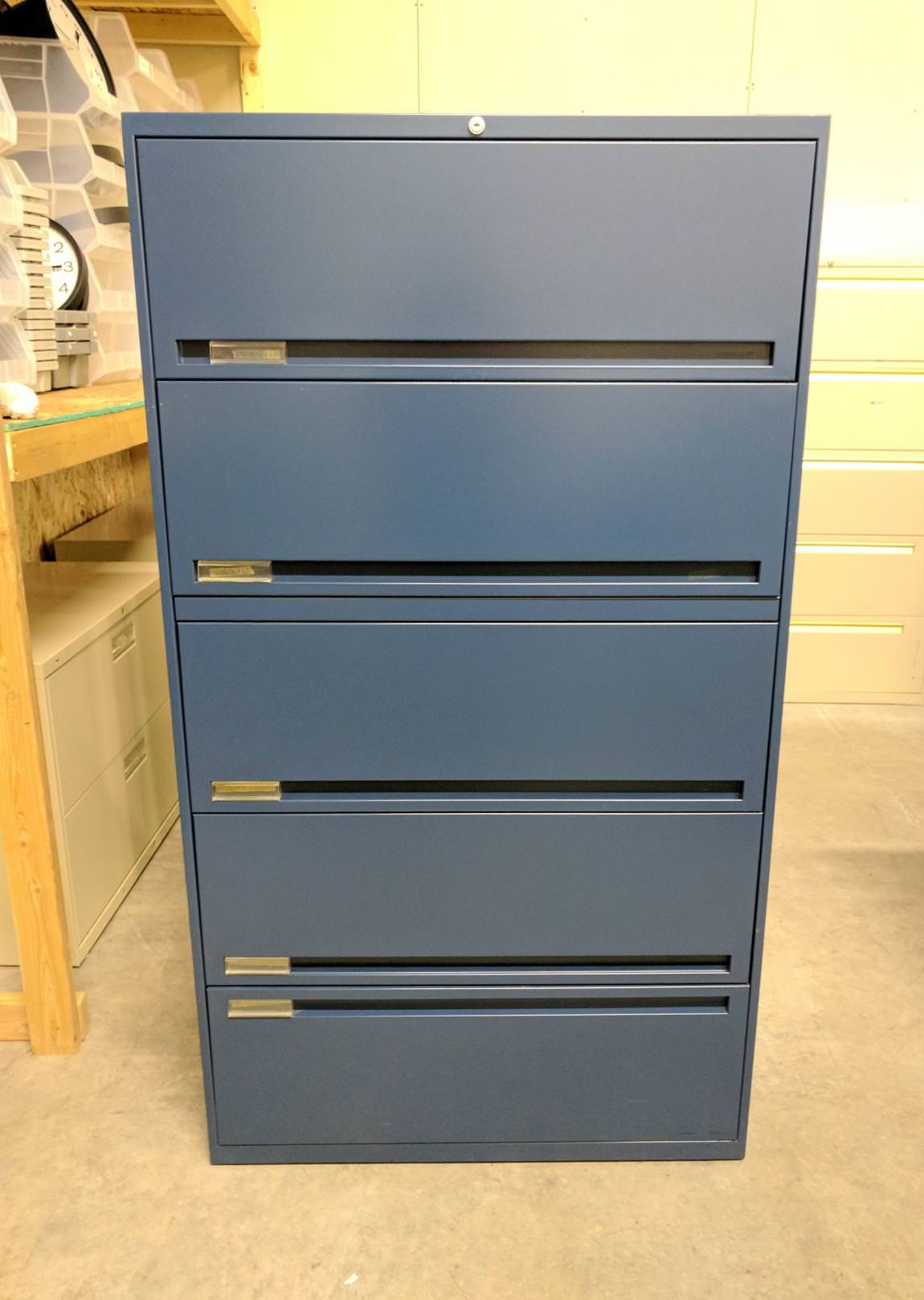 Waterloo 5 Drawer Blue Lateral Filing Cabinets - 36 Inch Wide