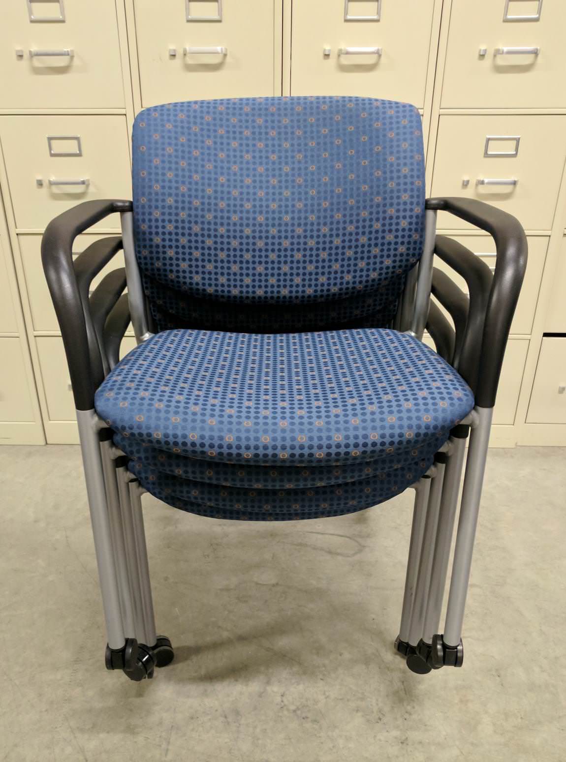 SitOnIt Rolling Stacking Blue Guest Chairs 