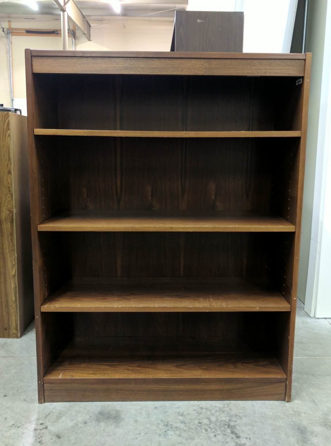 Wood Bookshelf with Walnut Finish - 36 Inch Wide
