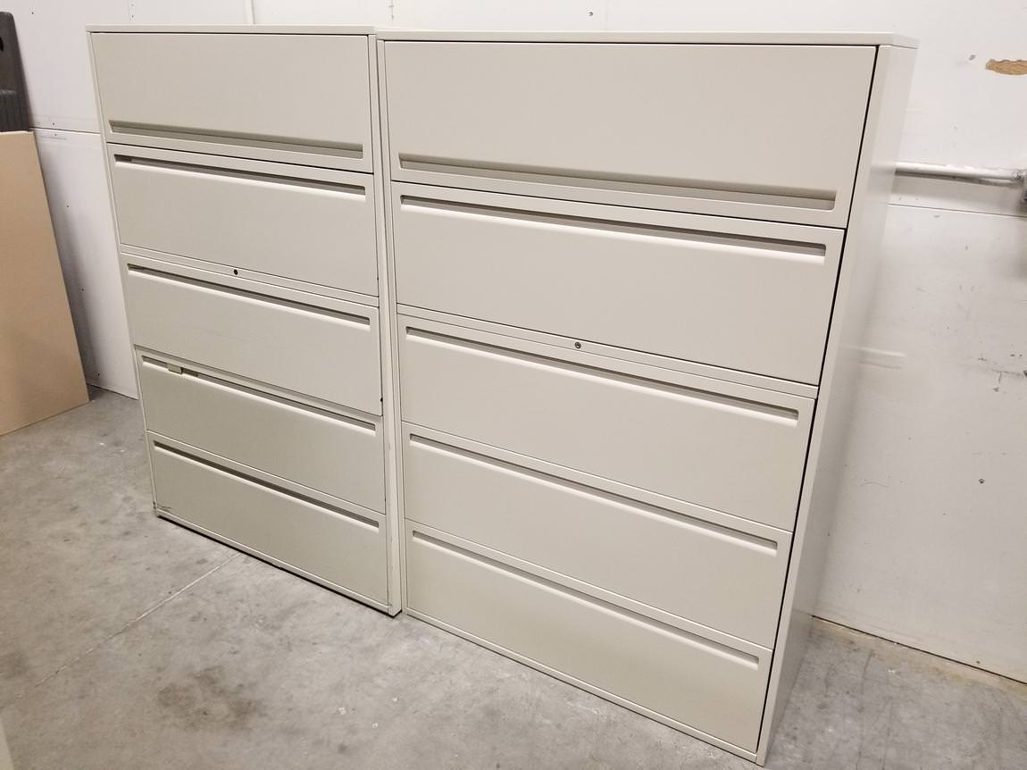 Haworth 5 Drawer Putty Lateral Filing