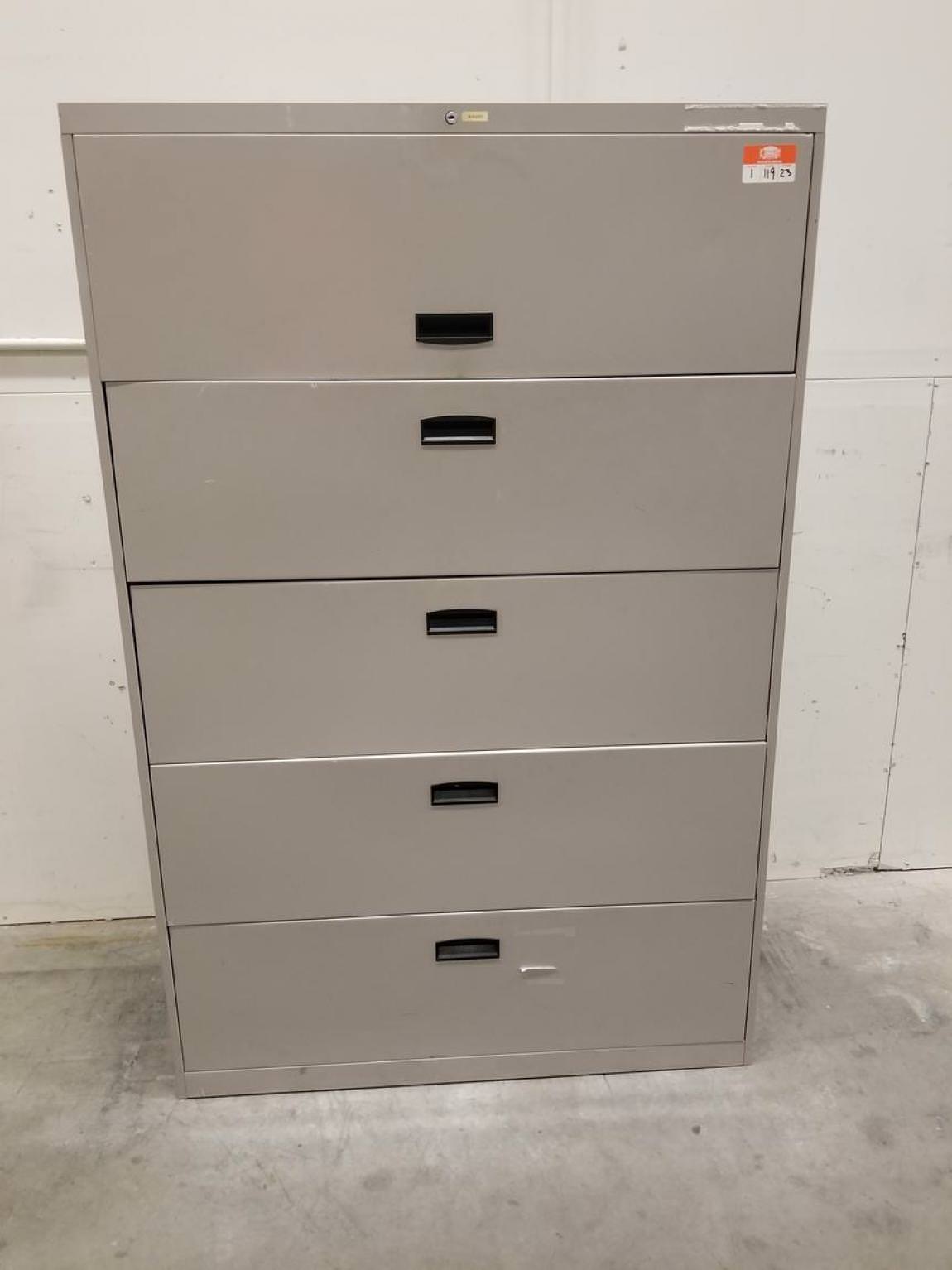 Allsteel 5 Drawer Putty Lateral File Cabinet 42 Inch Wide