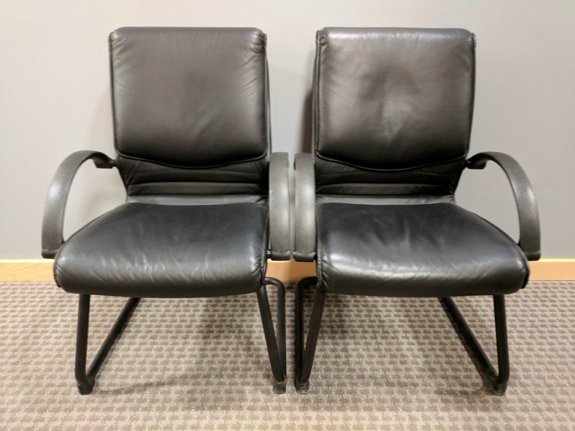 Black Vinyl Mid-Back Guest Chairs