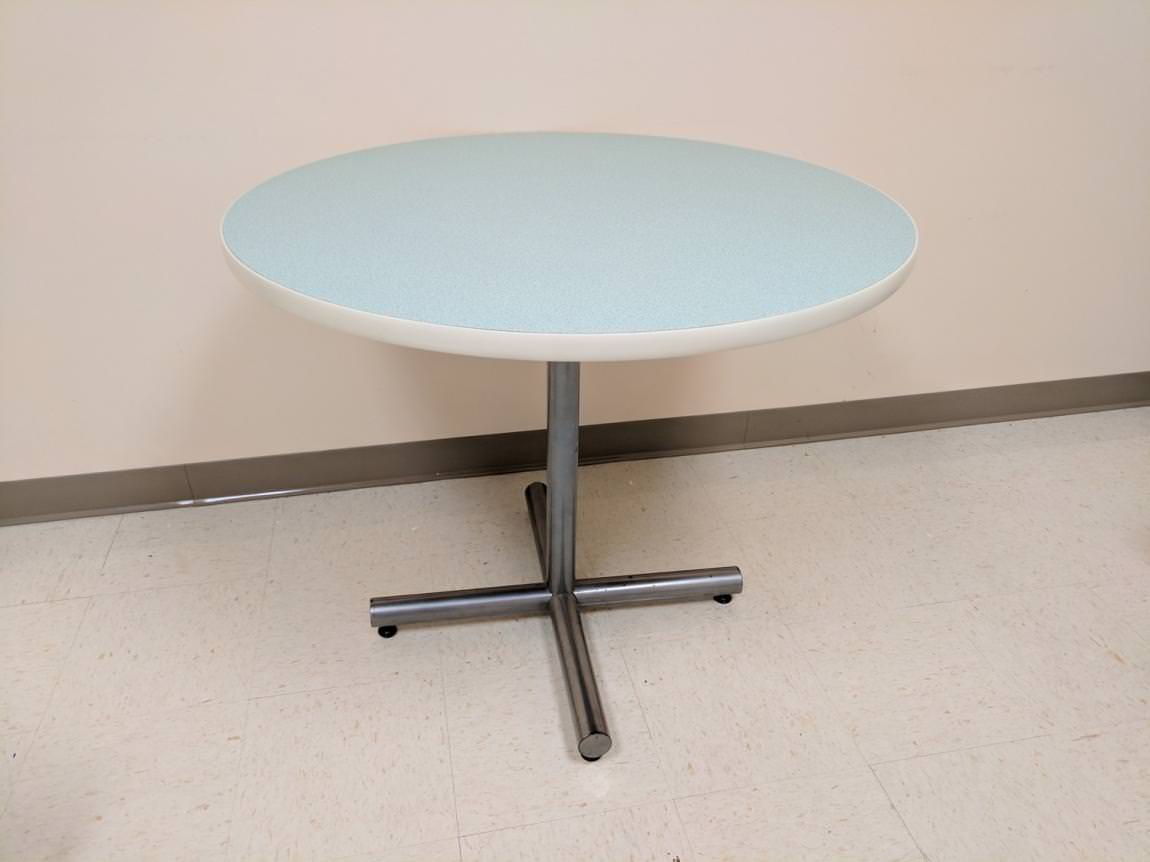 36” Round Teal Laminate Table