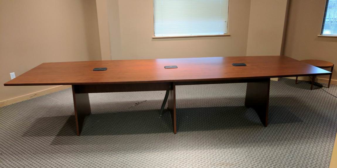 12 FT Cherry Laminate Boat Shape Conference Table