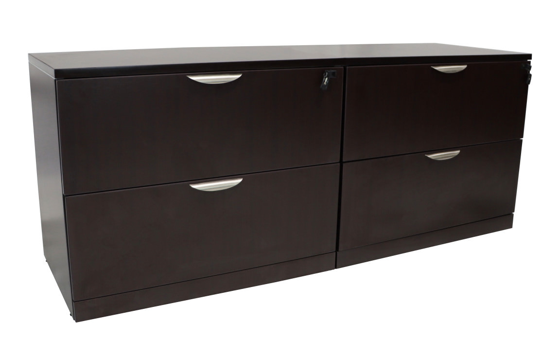 Office Black and Light Gray Lateral File Cabinet with Drawers and Shel