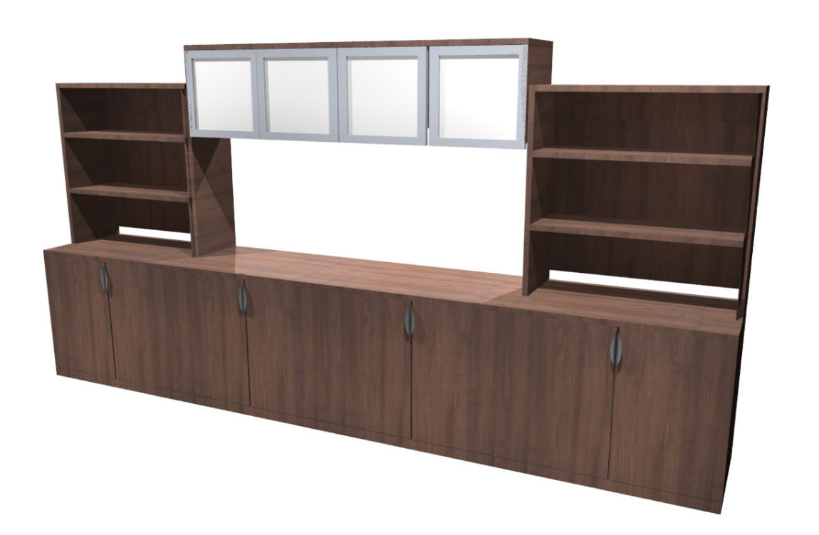 Lateral File Cabinet Credenza with Storage - Laminate Doors