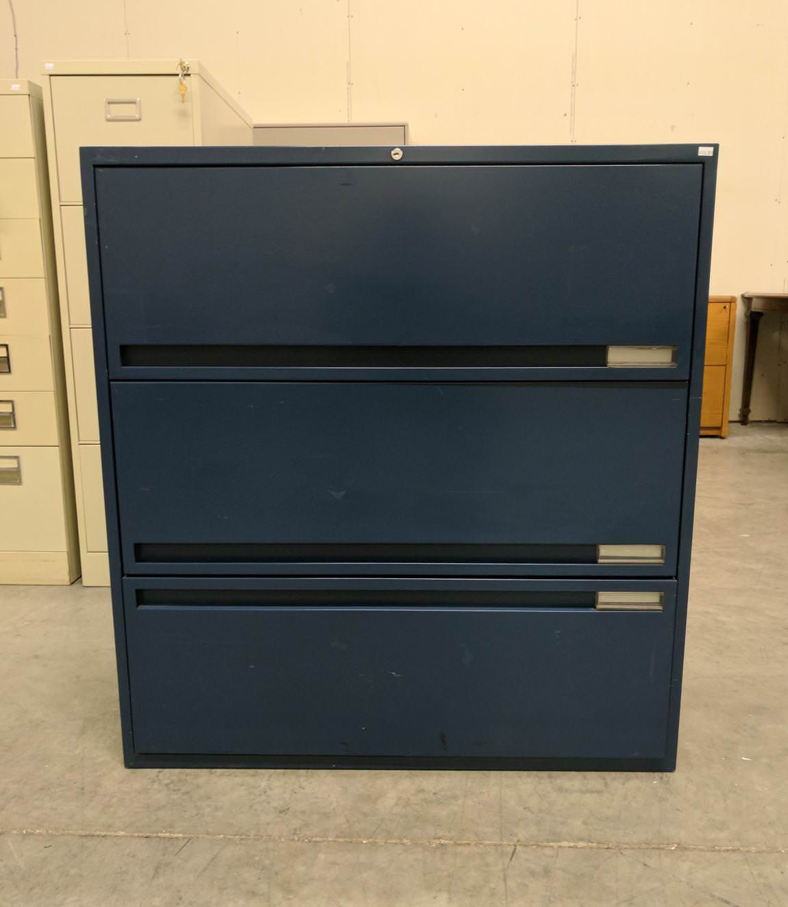 Storwal 3 Drawer Blue Lateral Filing Cabinets – 36 Inch Wide