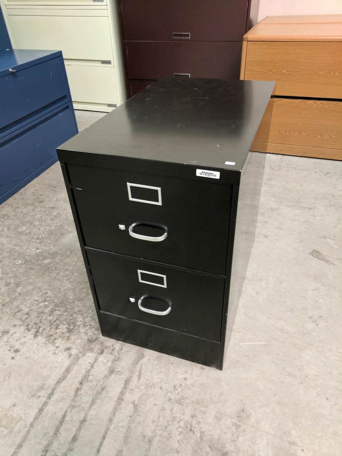 Black Steelcase 2 Drawer Vertical Legal File Cabinet