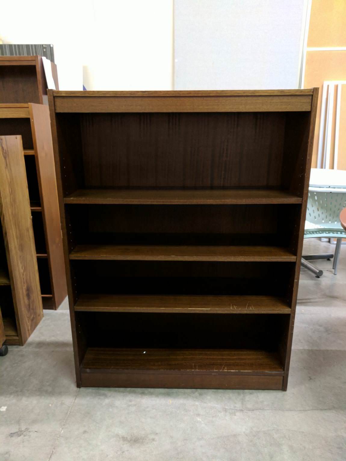 Wood Bookshelf with Dark Walnut Finish – 36 Inch Wide