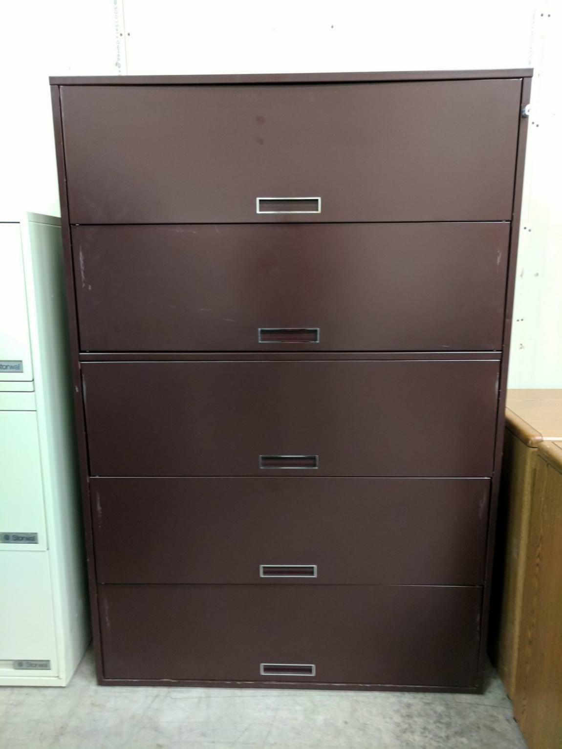 Burgundy 5 Drawer Lateral File Cabinet – 42 Inch Wide