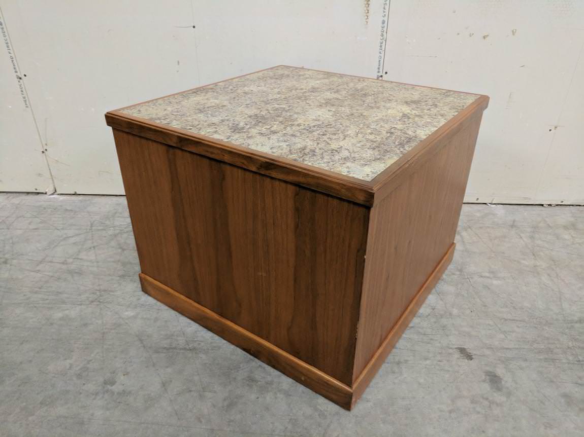 Oak and Marble Laminate End Table – 26 Inch Wide