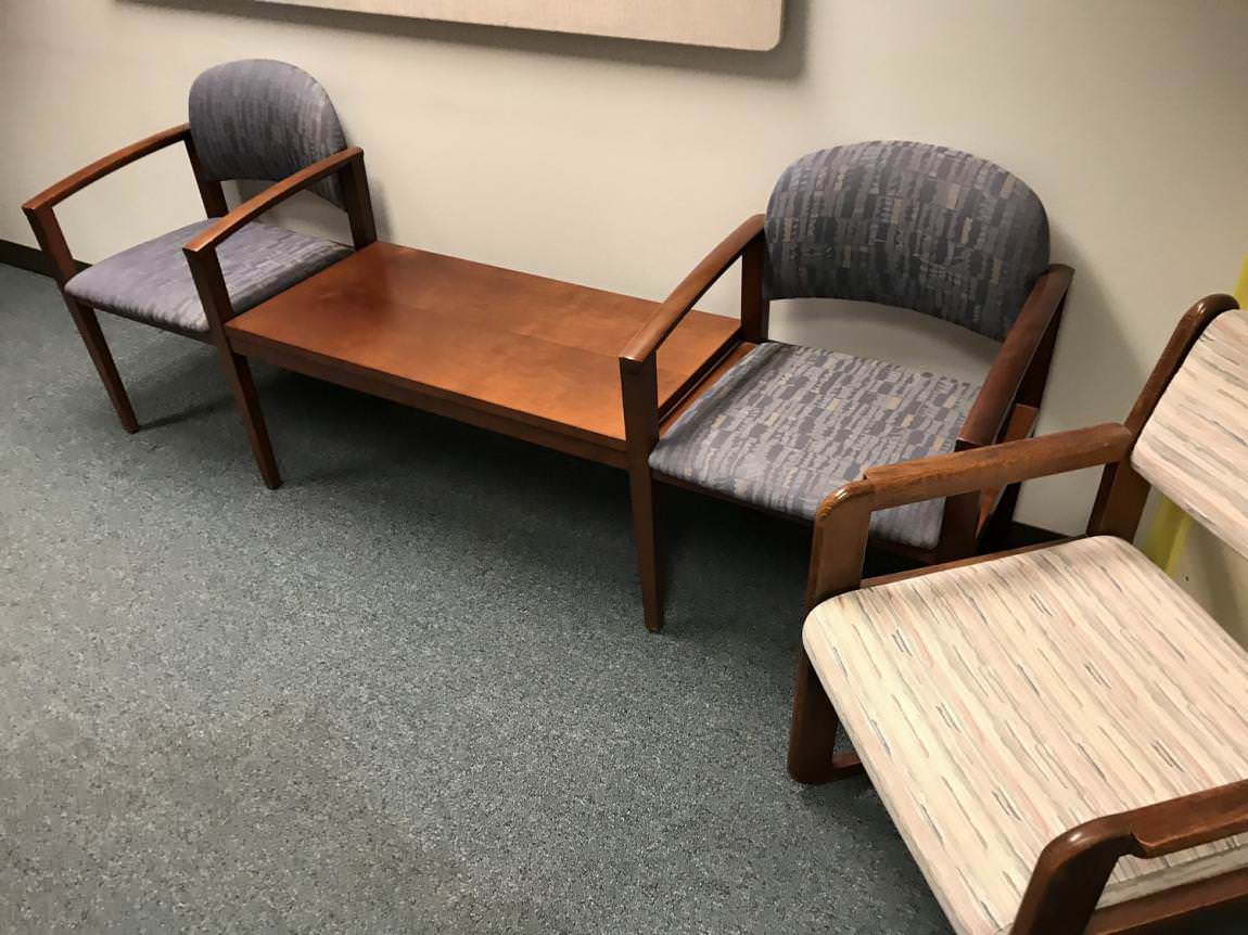 Two Guest Chairs with Attached Center Table