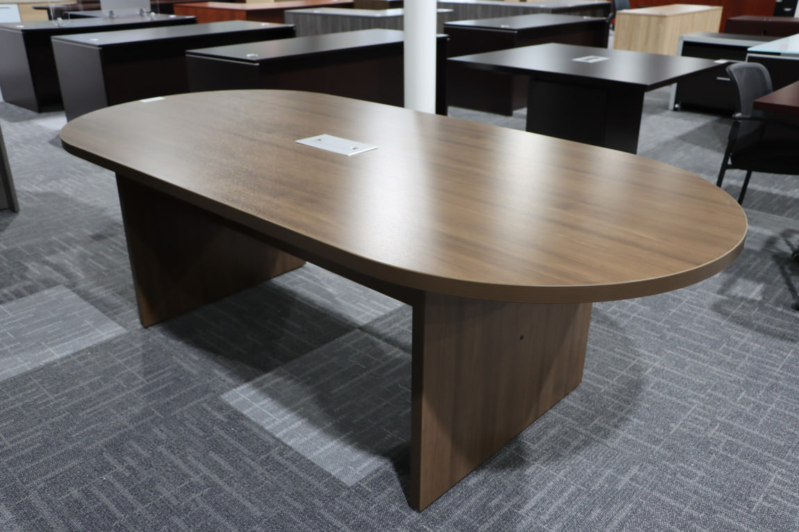 8 FT Racetrack Conference Table with Modern Walnut Finish Express