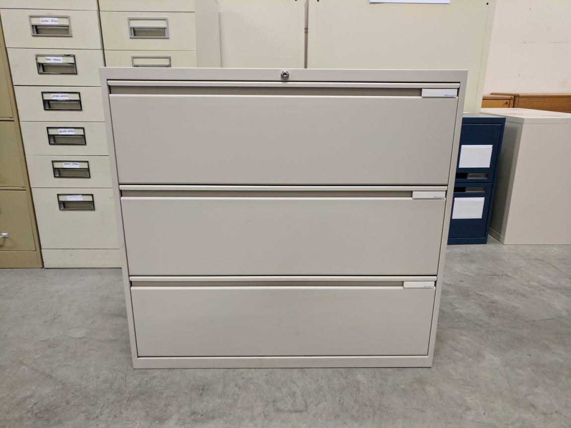 Office Specialty 3 Drawer Putty Lateral File Cabinet – 36 Inch Wide