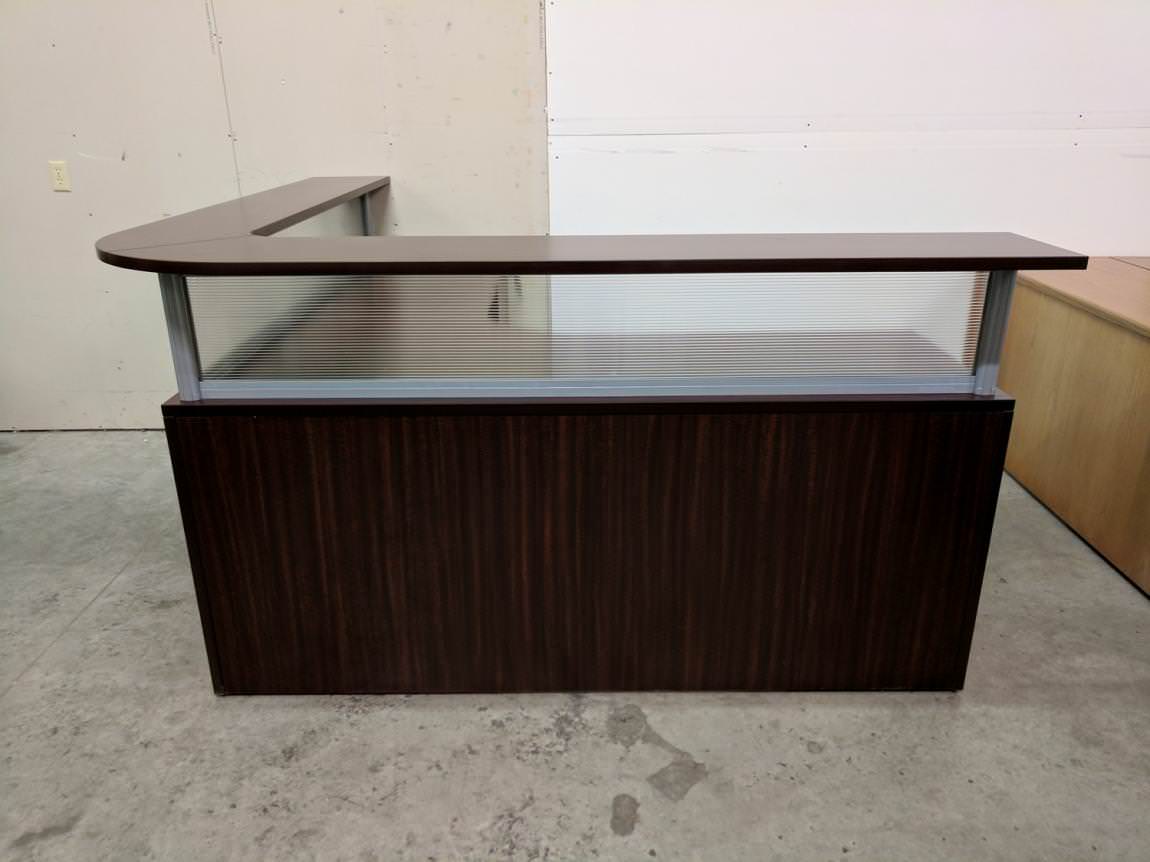 L-Shape Reception Desk with Transaction Counter and Drawers