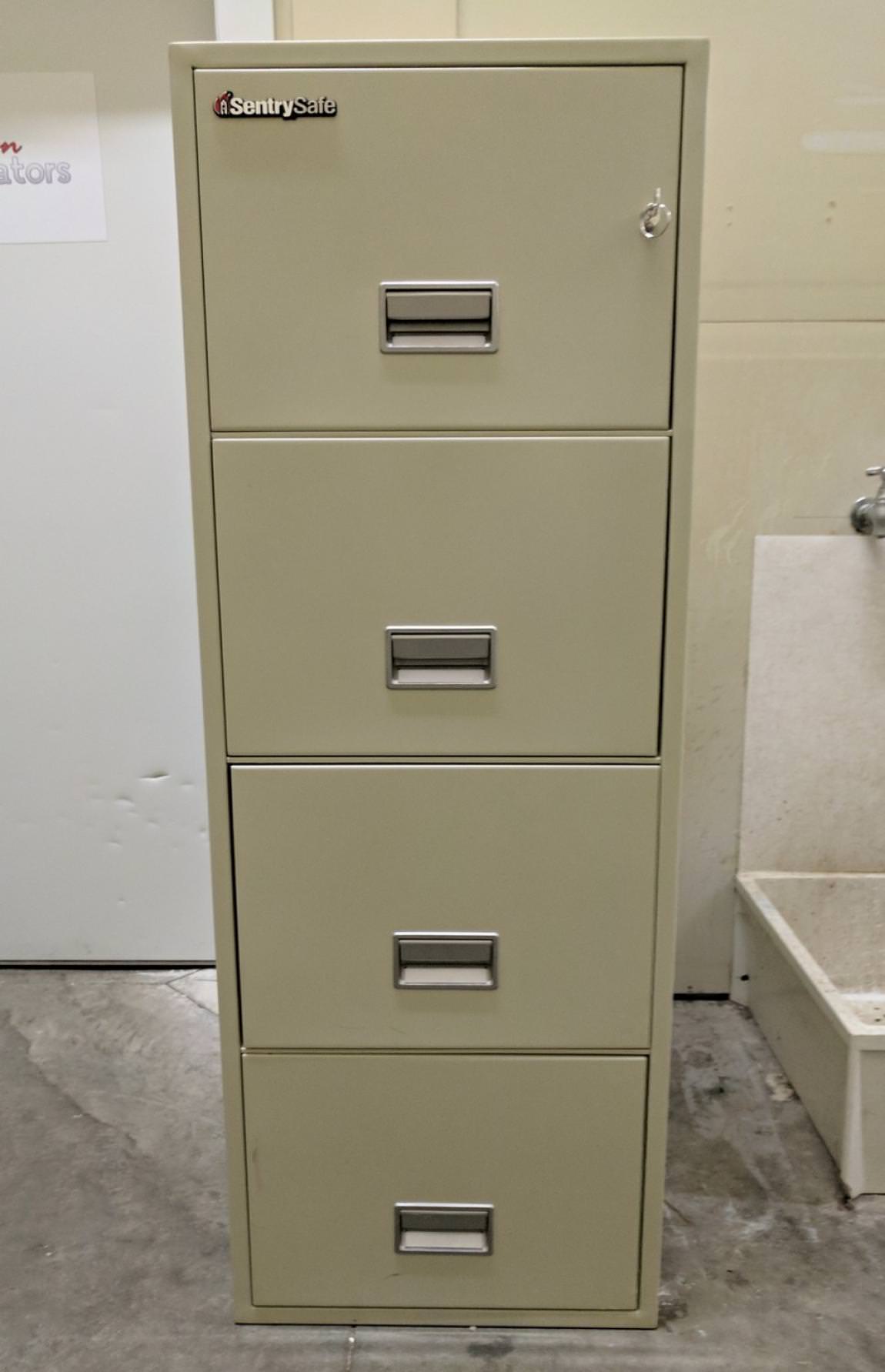 Tan Sentry Safe Fireproof 4 Drawer Vertical Legal File by