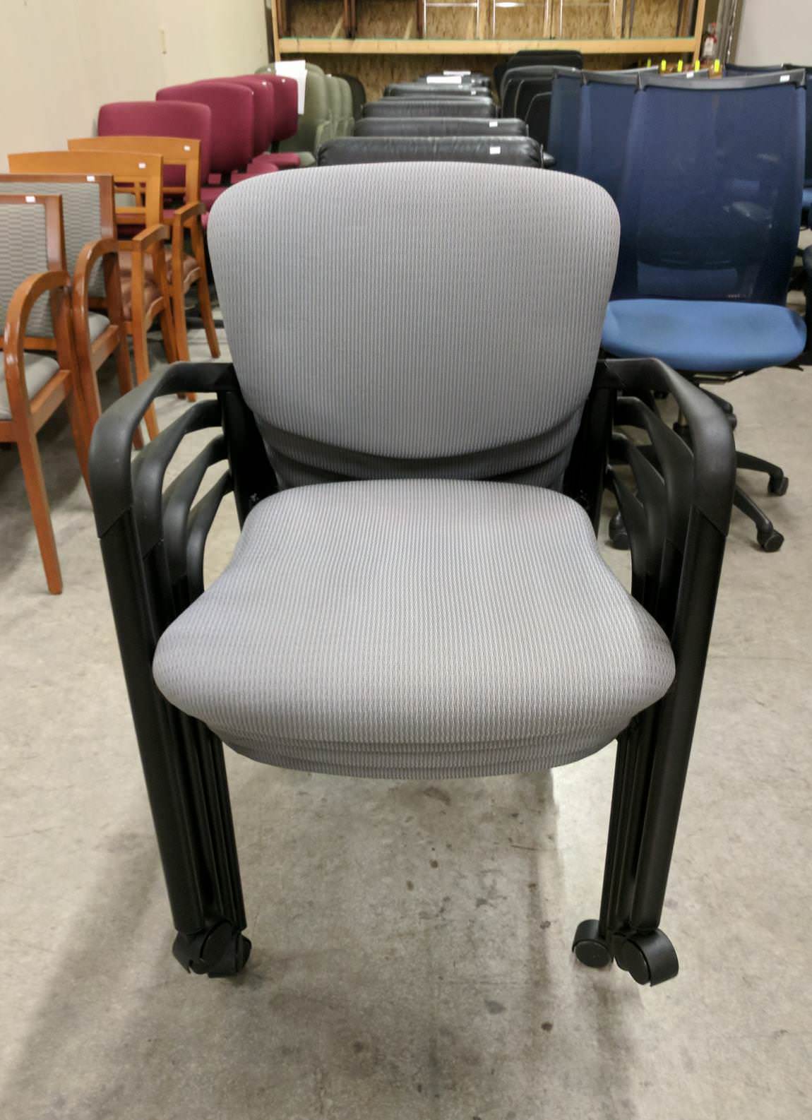 Haworth Light Gray Rolling Guest Chairs