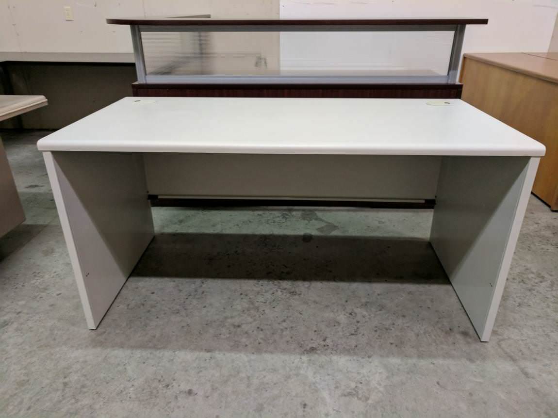 Putty Metal Desk with Laminate Top