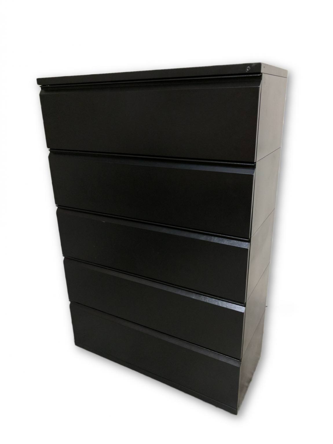 Black 5 Drawer Lateral File Cabinet – 42 Inch Wide