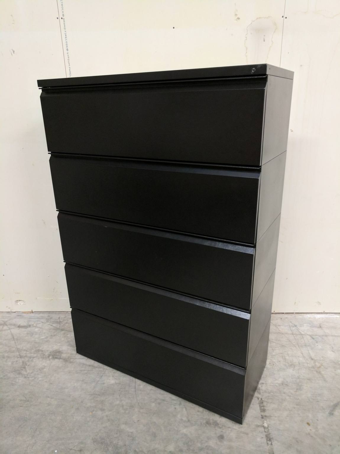 Black 5 Drawer Lateral File Cabinet – 42 Inch Wide