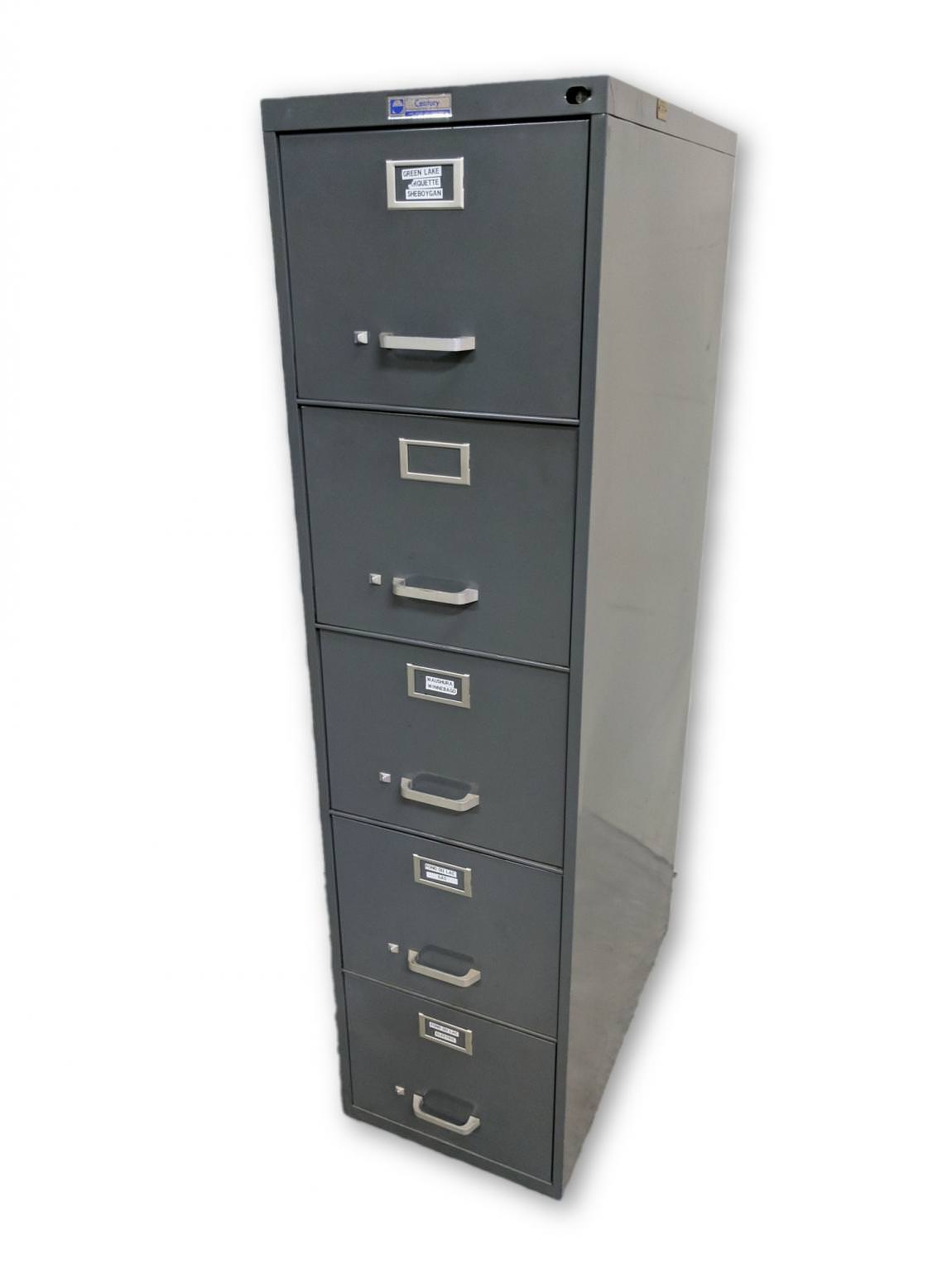 Gray Century 5 Drawer Vertical File Cabinet
