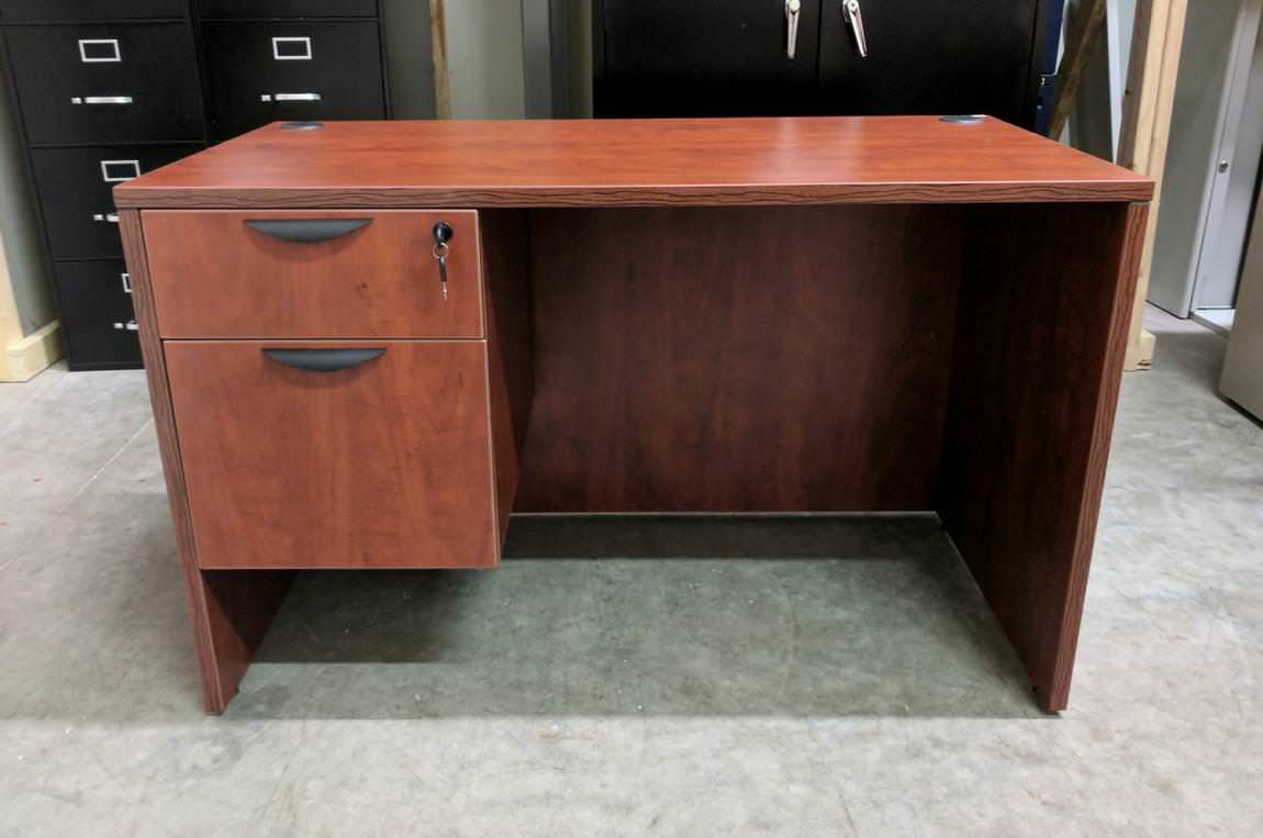 Cherry Laminate Desk with Left Hanging Drawers