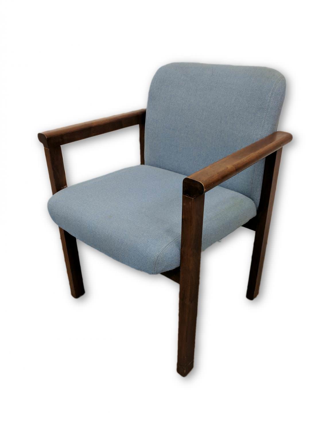 Kimball Light Blue Guest Chairs with Walnut Frame