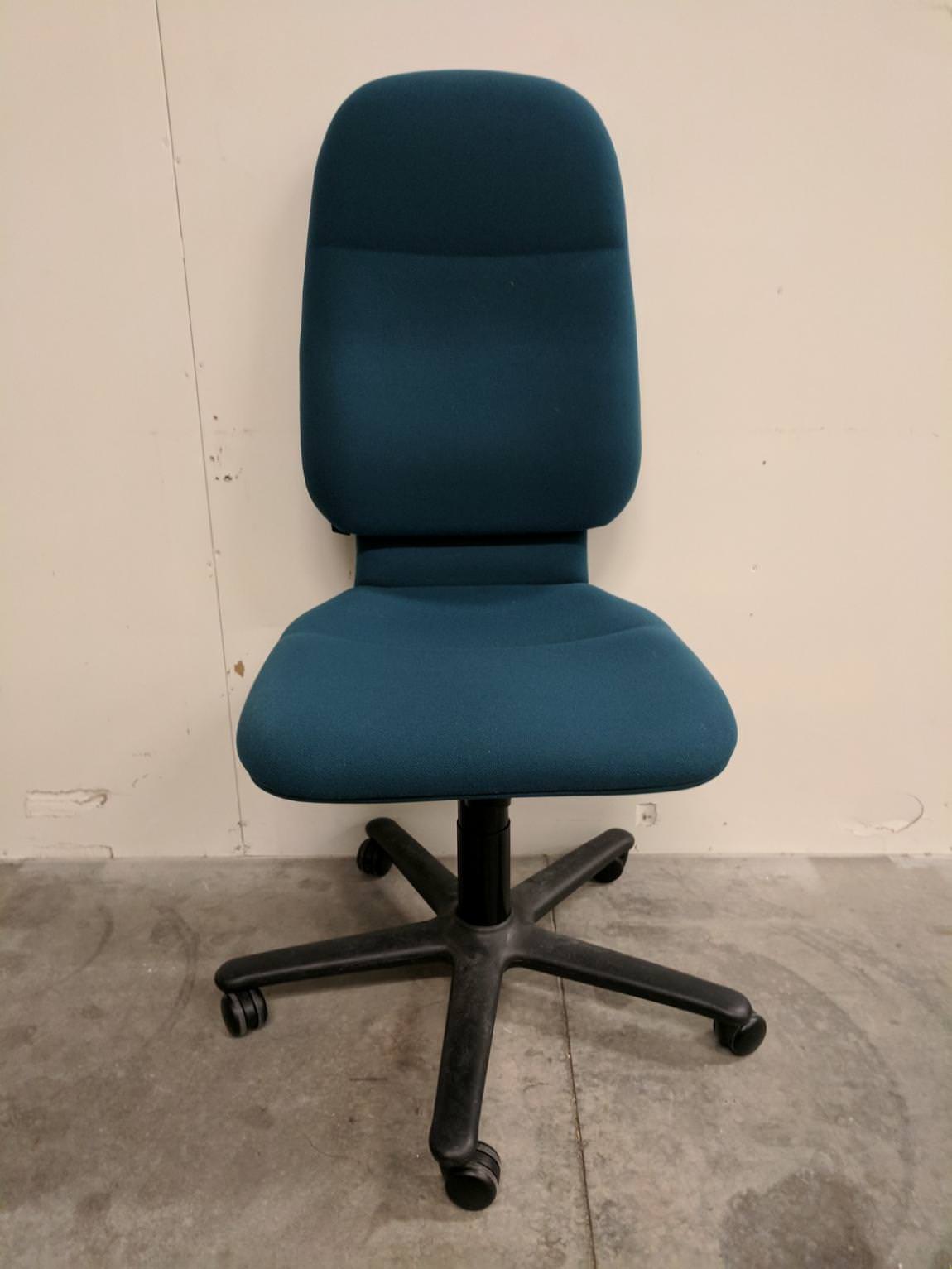Teal Steelcase High-Back Rolling Office Chair without Arms