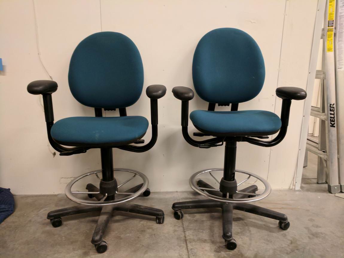 Teal Steelcase Rolling Stool Task Chairs