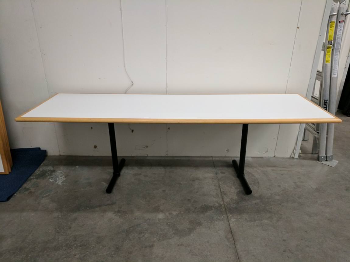 White Laminate Table with Metal Legs - 96x30